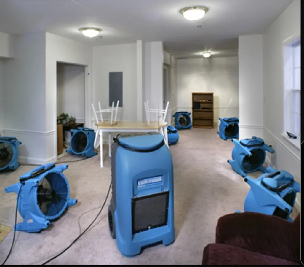 Air movers and dehumidifier setup for Water Damage Restoration in Wilkes-Barre